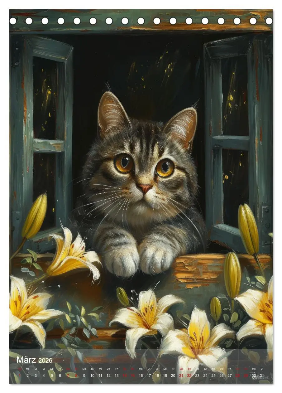 Bild: 9783516280890 | Katzen Kunstillustrationen (Tischkalender 2026 DIN A5 hoch),...