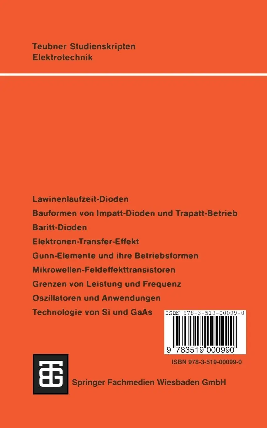 Rückseite: 9783519000990 | Halbleiterbauelemente der Hochfrequenztechnik | Andreas Schlachetzki