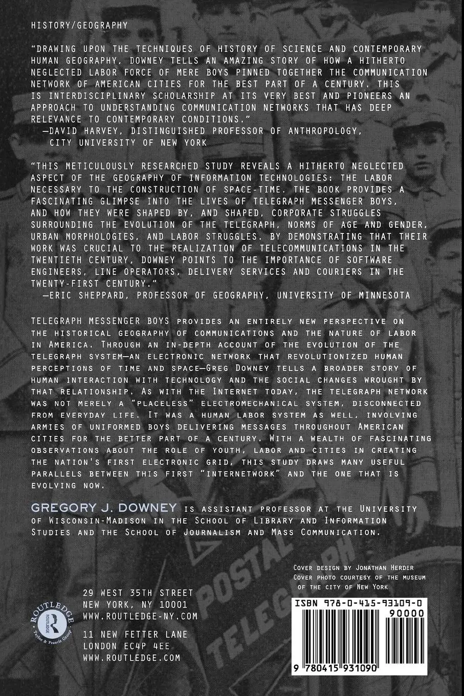 Rückseite: 9780415931090 | Telegraph Messenger Boys | Gregory J. Downey | Taschenbuch | Englisch