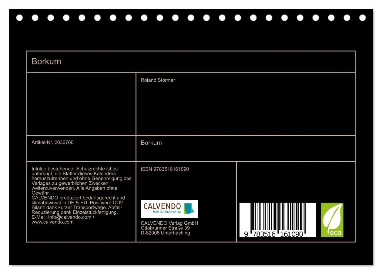 Bild: 9783516161090 | Borkum (Tischkalender 2026 DIN A5 quer), CALVENDO Monatskalender