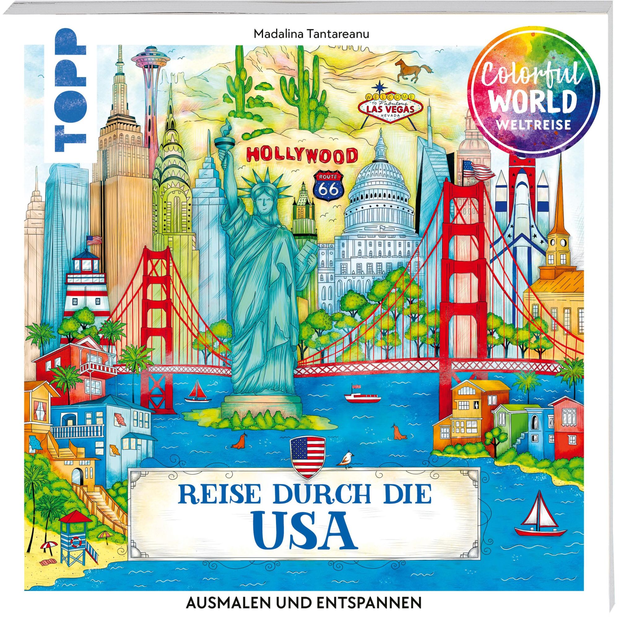 Cover: 9783735881090 | Colorful World Weltreise - Reise durch die USA | Ausmalen &amp; entspannen