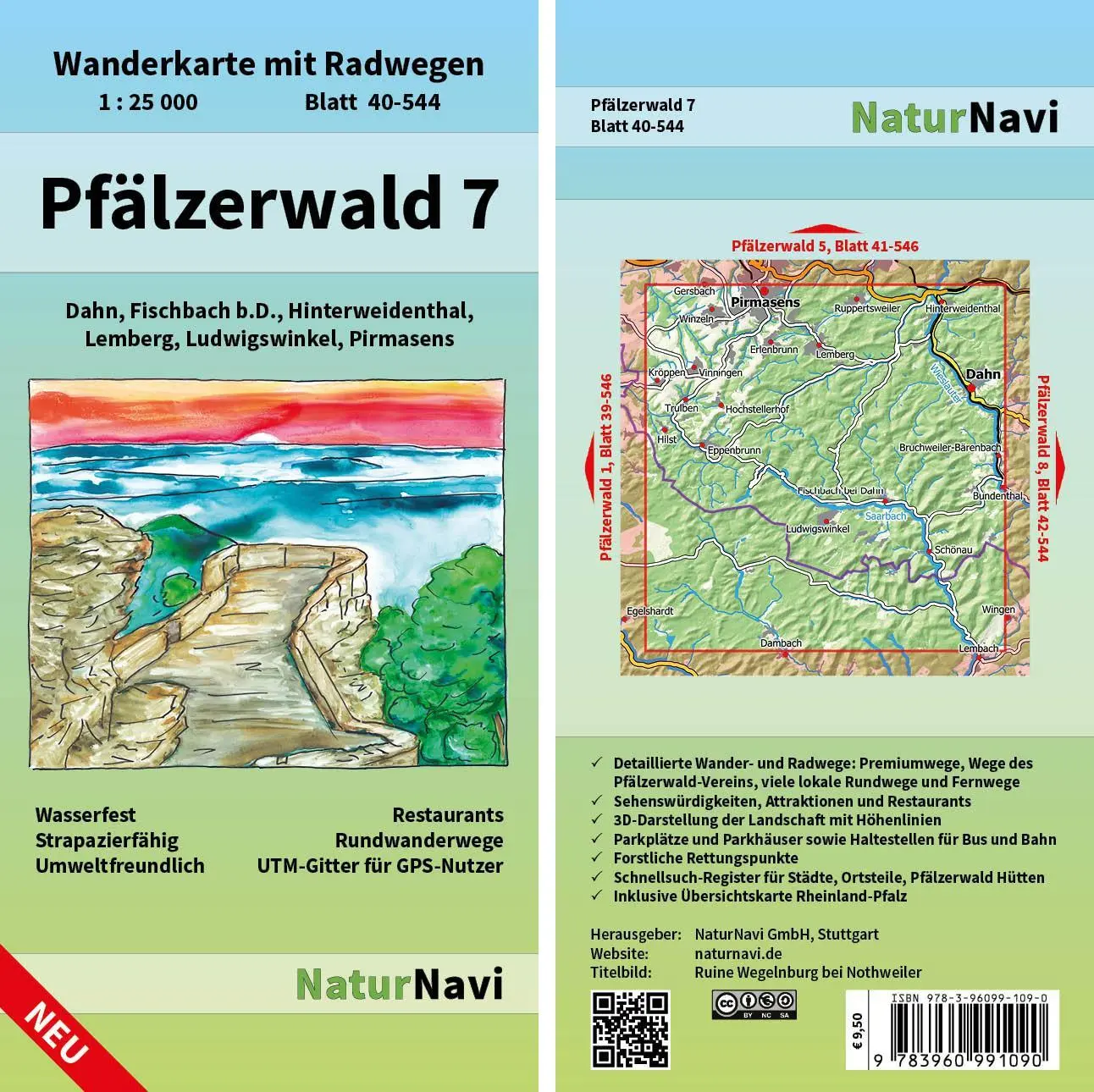 Cover: 9783960991090 | Pfälzerwald 7. Blatt 40-544, 1 : 25 000 | (Land-)Karte | 1 S. | 2019
