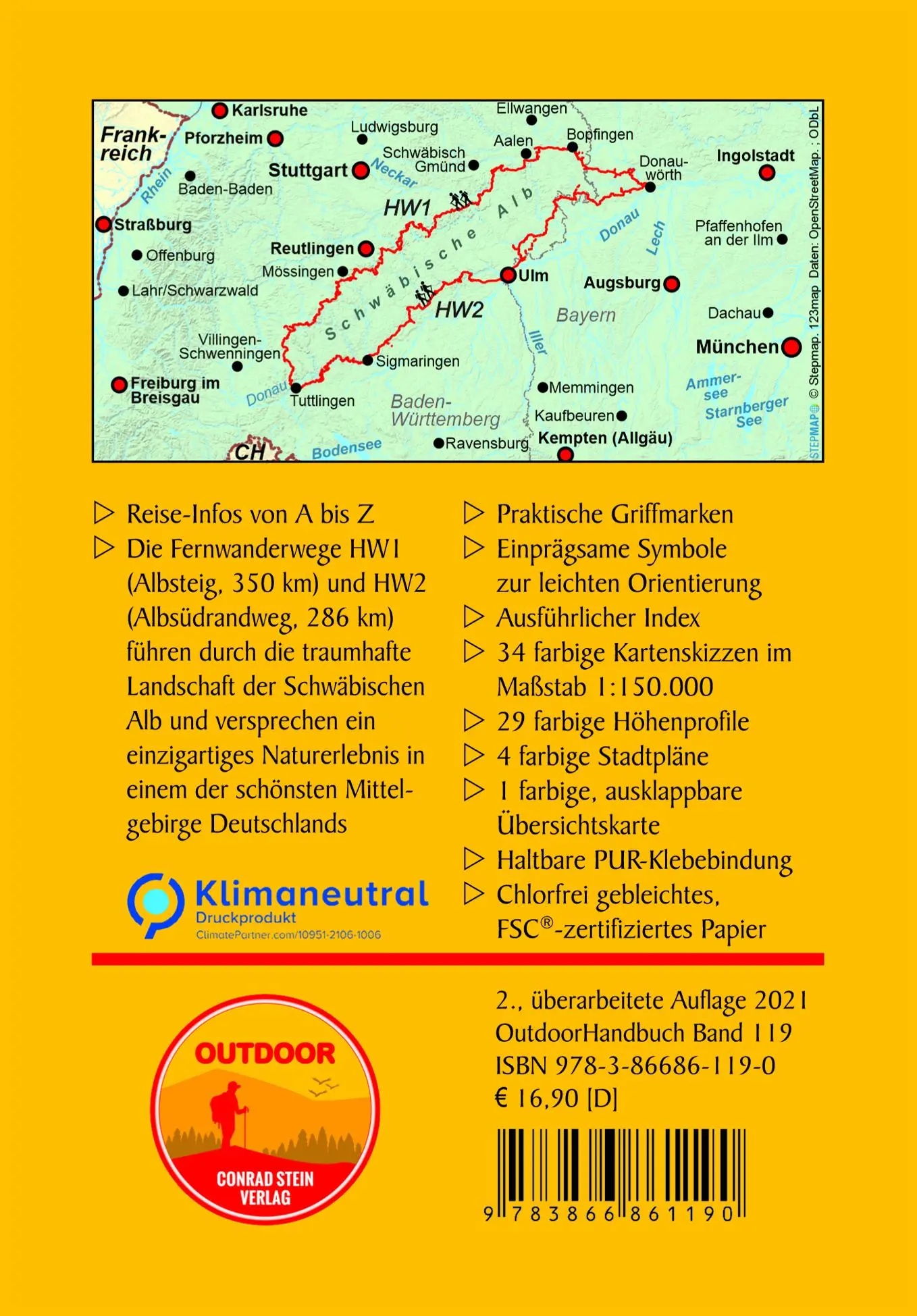 Rückseite: 9783866861190 | Albsteig (HW1) / Albsüdrandweg (HW2) | Markus Rauschenberger | Buch