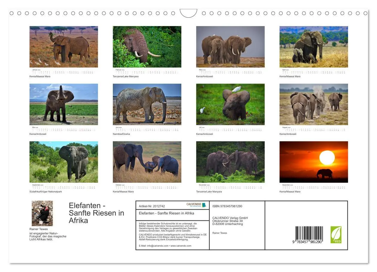 Bild: 9783457981290 | Elefanten - Sanfte Riesen in Afrika (Wandkalender 2026 DIN A3...