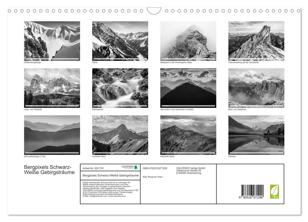 Bild: 9783516071290 | Bergpixels Schwarz-Weiße Gebirgsträume (Wandkalender 2026 DIN A3...