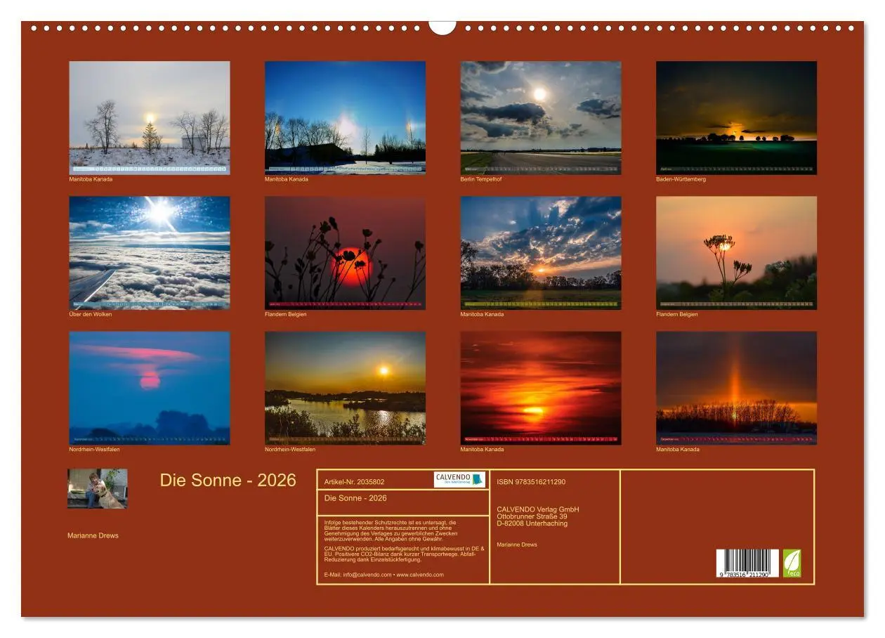 Bild: 9783516211290 | Die Sonne - 2026 (Wandkalender 2026 DIN A2 quer), CALVENDO...