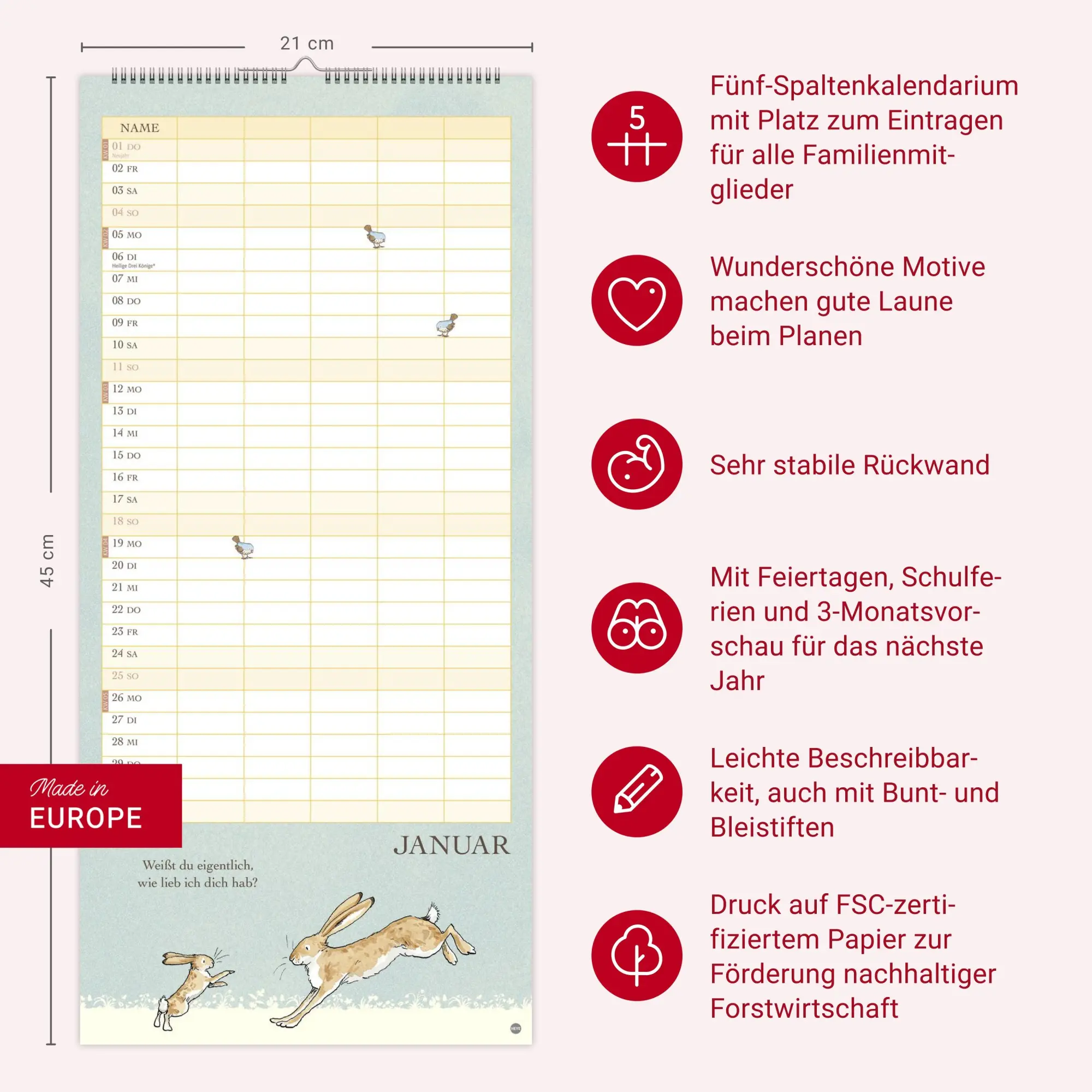 Bild: 9783756411290 | Weißt du eigentlich, wie lieb ich dich hab? Familienplaner 2026 | Heye