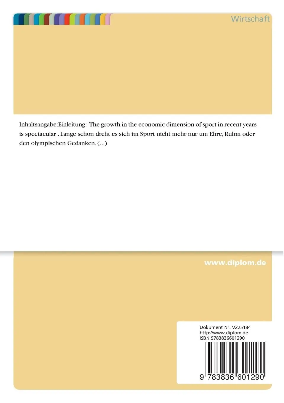 Rückseite: 9783836601290 | Werbebeschränkungen in Sportstadien und deren unmittelbarer...