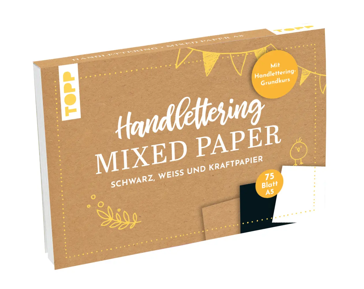 Cover: 4007742181390 | Handlettering Mixed Paper Block - Schwarz, Weiß, Kraftpapier - A5
