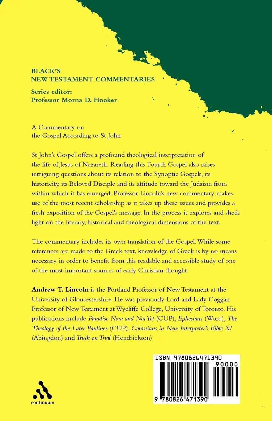 Rückseite: 9780826471390 | Gospel According to St John | Black's New Testament Commentaries