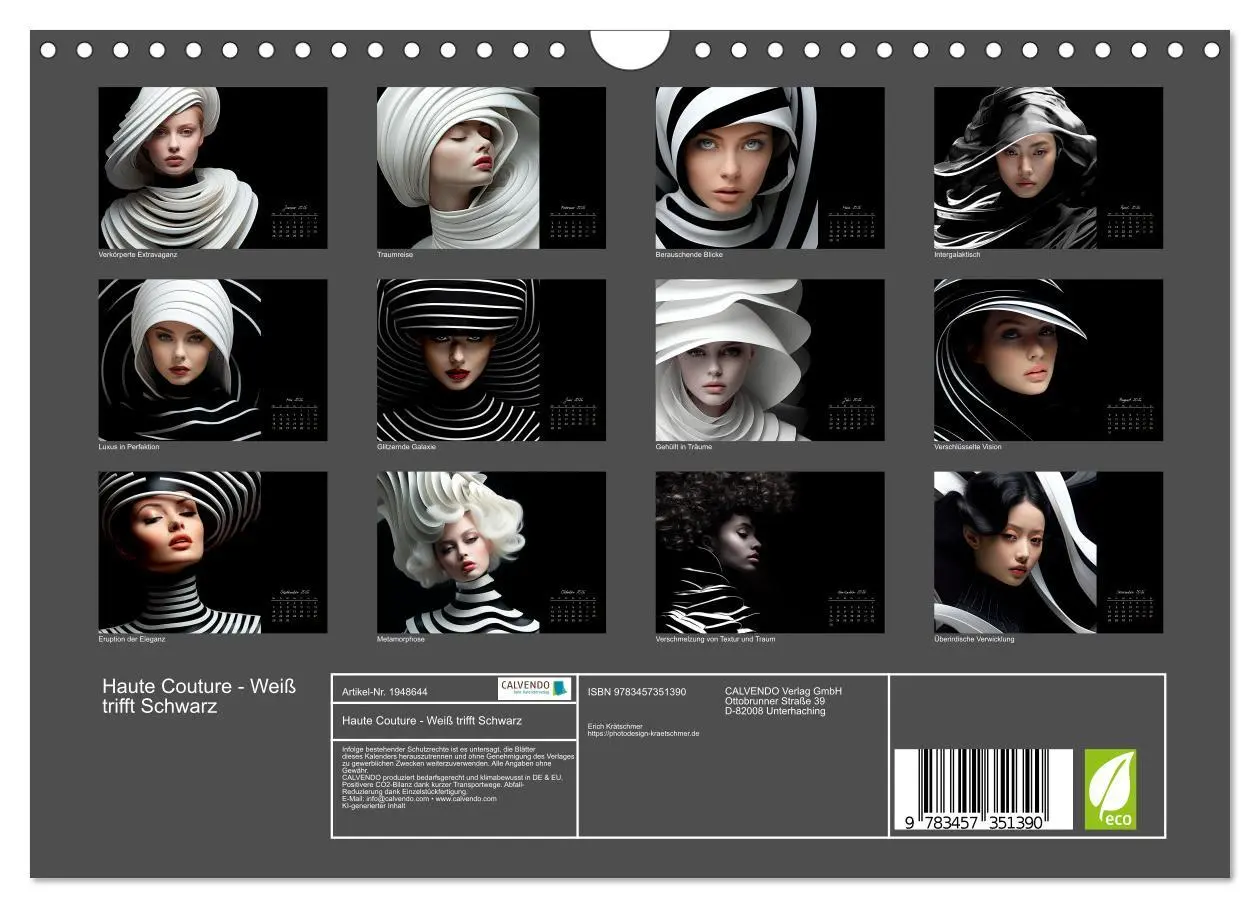 Bild: 9783457351390 | Haute Couture - Weiß trifft Schwarz (Wandkalender 2026 DIN A4...