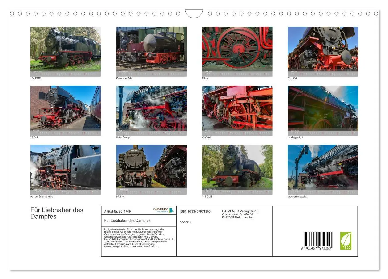 Bild: 9783457971390 | Für Liebhaber des Dampfes (Wandkalender 2026 DIN A3 quer), CALVENDO...