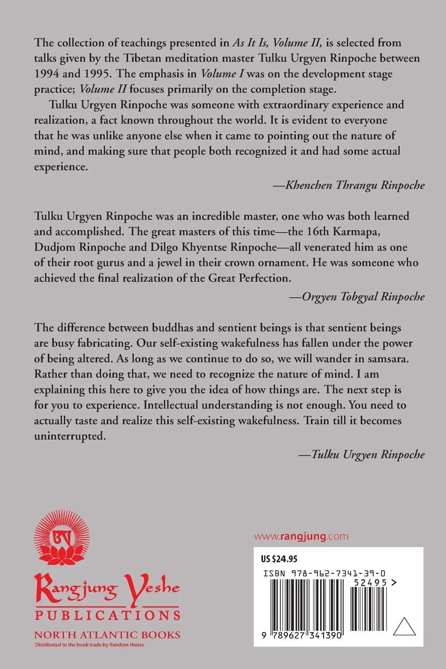Rückseite: 9789627341390 | As It Is, Volume II | Tulku Urgyen Rinpoche | Taschenbuch | Englisch