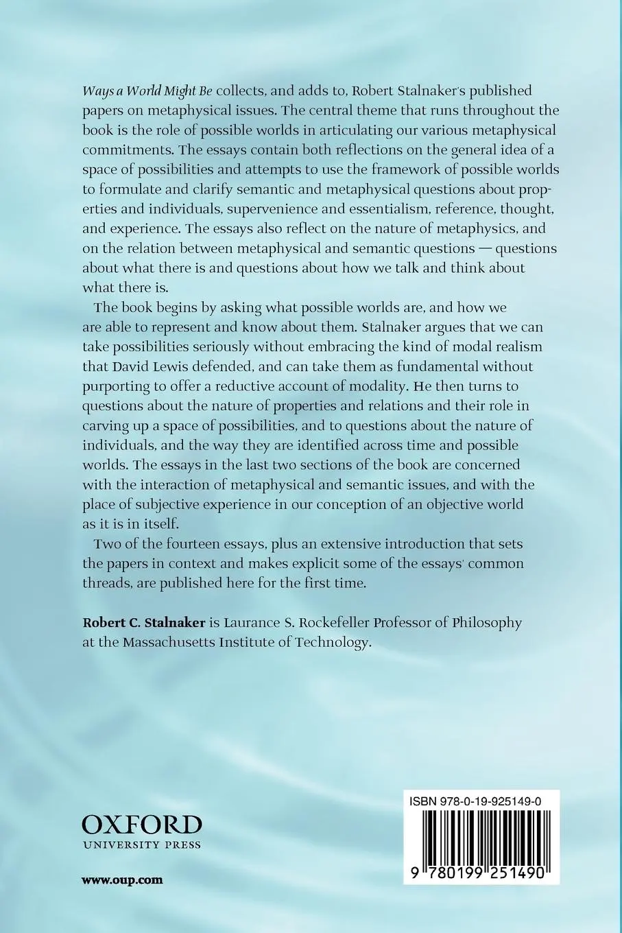 Rückseite: 9780199251490 | Ways a World Might Be | Metaphysical and Anti-Metaphysical Essays