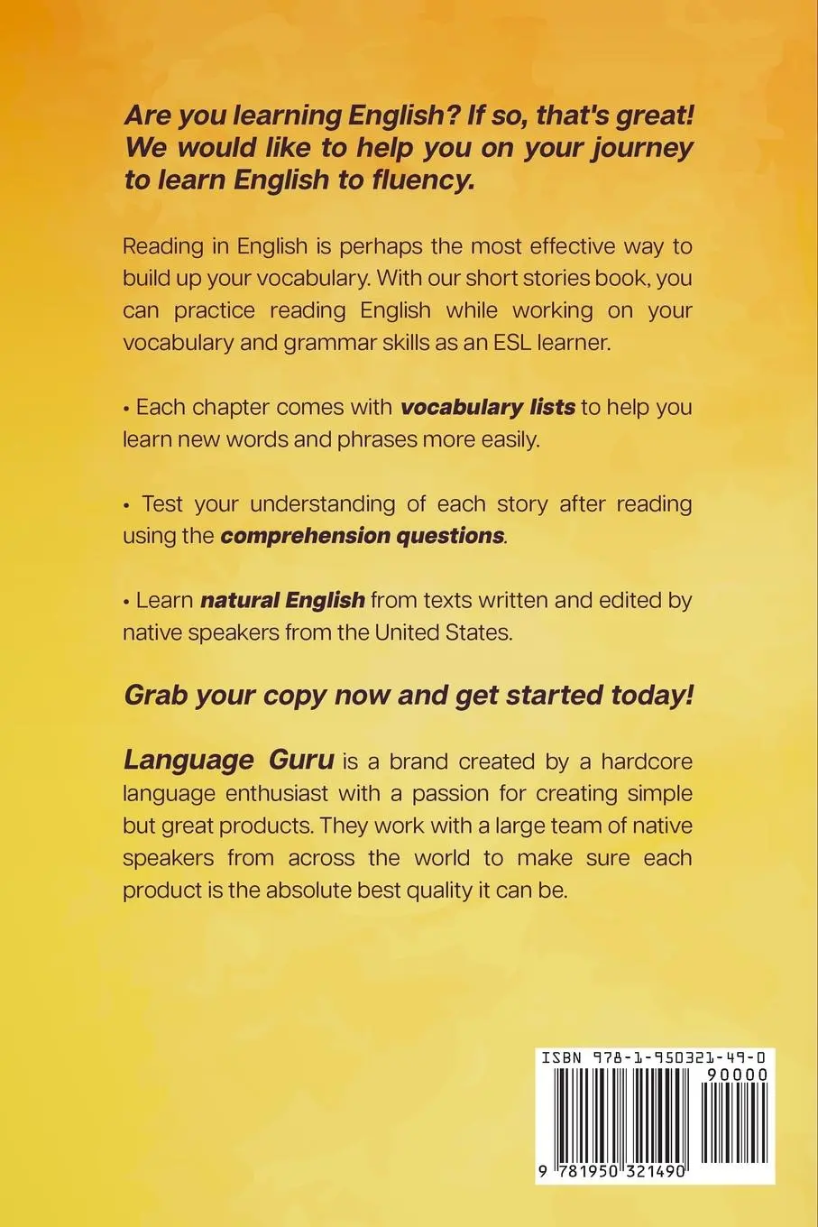 Rückseite: 9781950321490 | English Short Stories for Beginners and Intermediate Learners | Guru