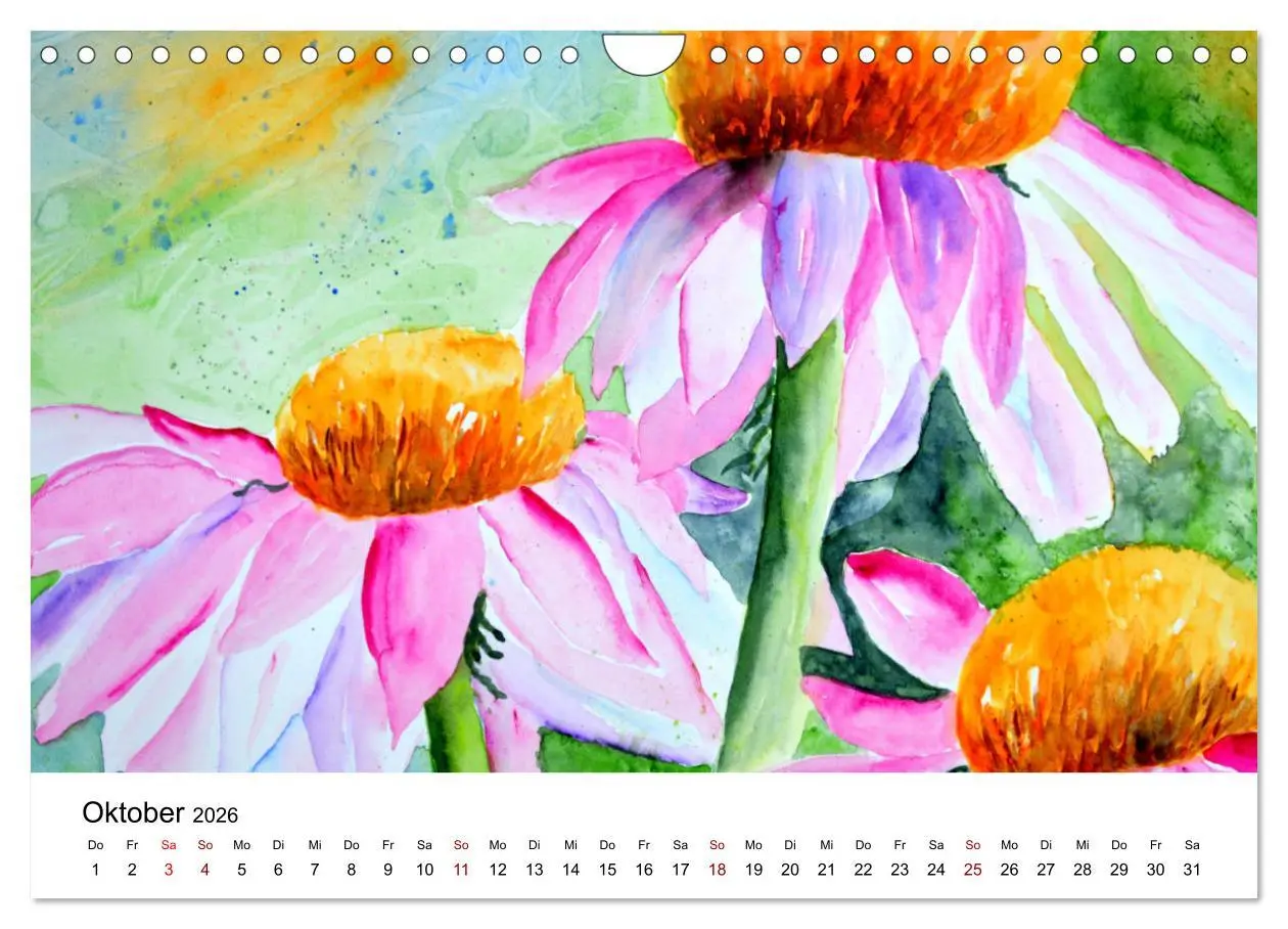 Bild: 9783457341490 | Blumen-Aquarelle (Wandkalender 2026 DIN A4 quer), CALVENDO...