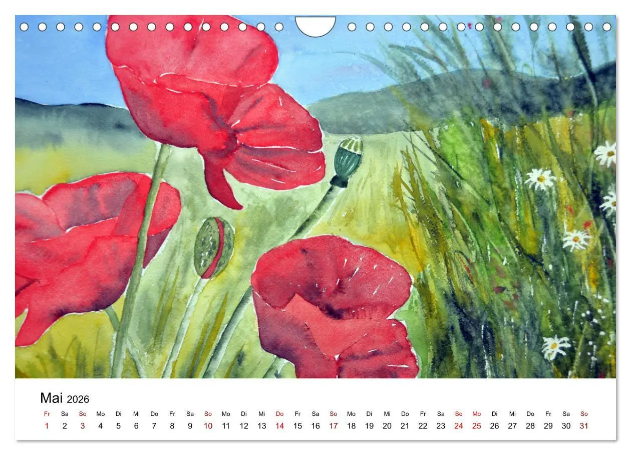 Bild: 9783457341490 | Blumen-Aquarelle (Wandkalender 2026 DIN A4 quer), CALVENDO...