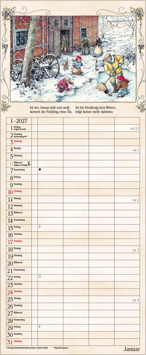 Bild: 9783819301490 | Bauernkalender 2027 | Verlag Korsch | Kalender | 14 S. | Deutsch