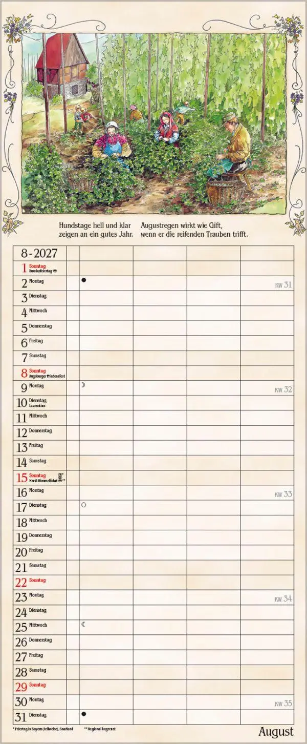 Bild: 9783819301490 | Bauernkalender 2027 | Verlag Korsch | Kalender | 14 S. | Deutsch