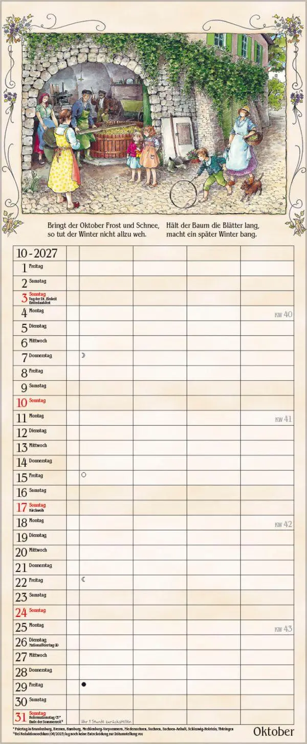 Bild: 9783819301490 | Bauernkalender 2027 | Verlag Korsch | Kalender | 14 S. | Deutsch
