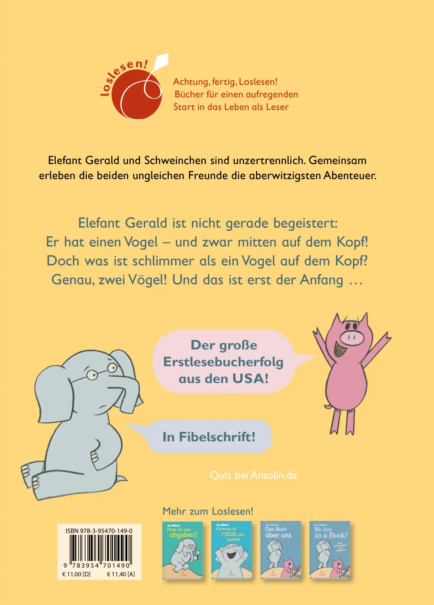 Rückseite: 9783954701490 | Du hast einen Vogel auf dem Kopf! | Mo Willems | Buch | 60 S. | 2016