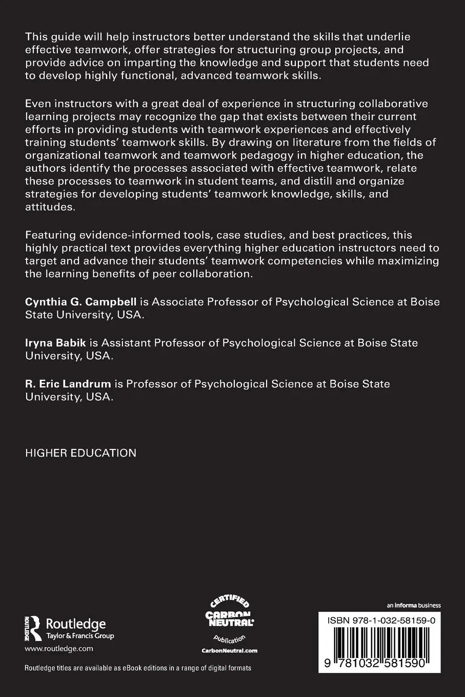 Rückseite: 9781032581590 | Innovative Approaches to Teaching and Assessing Teamwork in Higher...