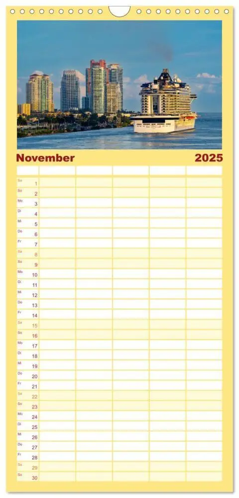Bild: 9783457191590 | Familienplaner 2025 - Kunterbuntes Miami mit 5 Spalten...
