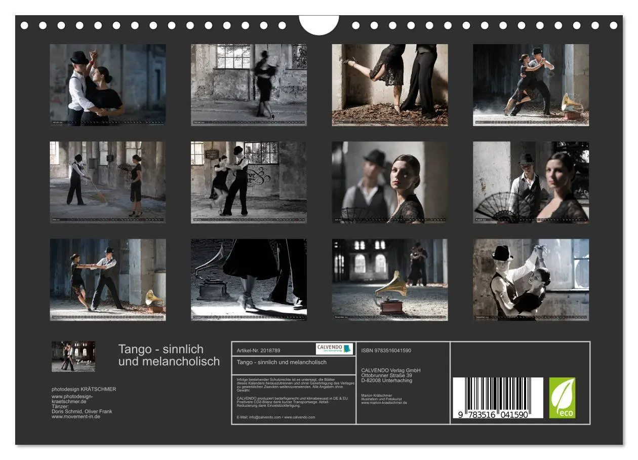 Bild: 9783516041590 | Tango - sinnlich und melancholisch (Wandkalender 2026 DIN A4 quer),...