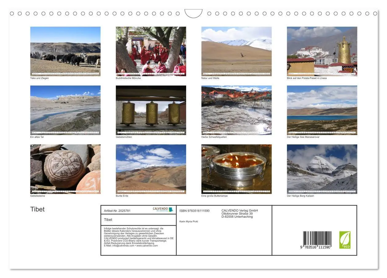 Bild: 9783516111590 | Tibet (Wandkalender 2026 DIN A3 quer), CALVENDO Monatskalender | Pickl