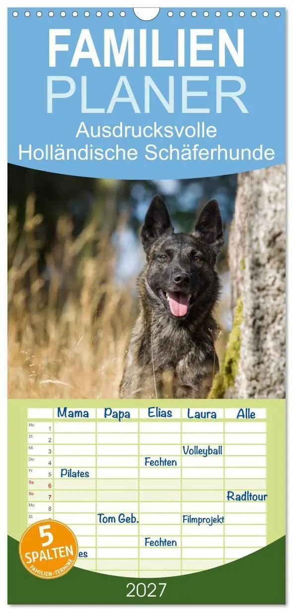 Cover: 9783594321690 | Familienplaner 2027 - ausdrucksvolle Holländische Schäferhunde mit...