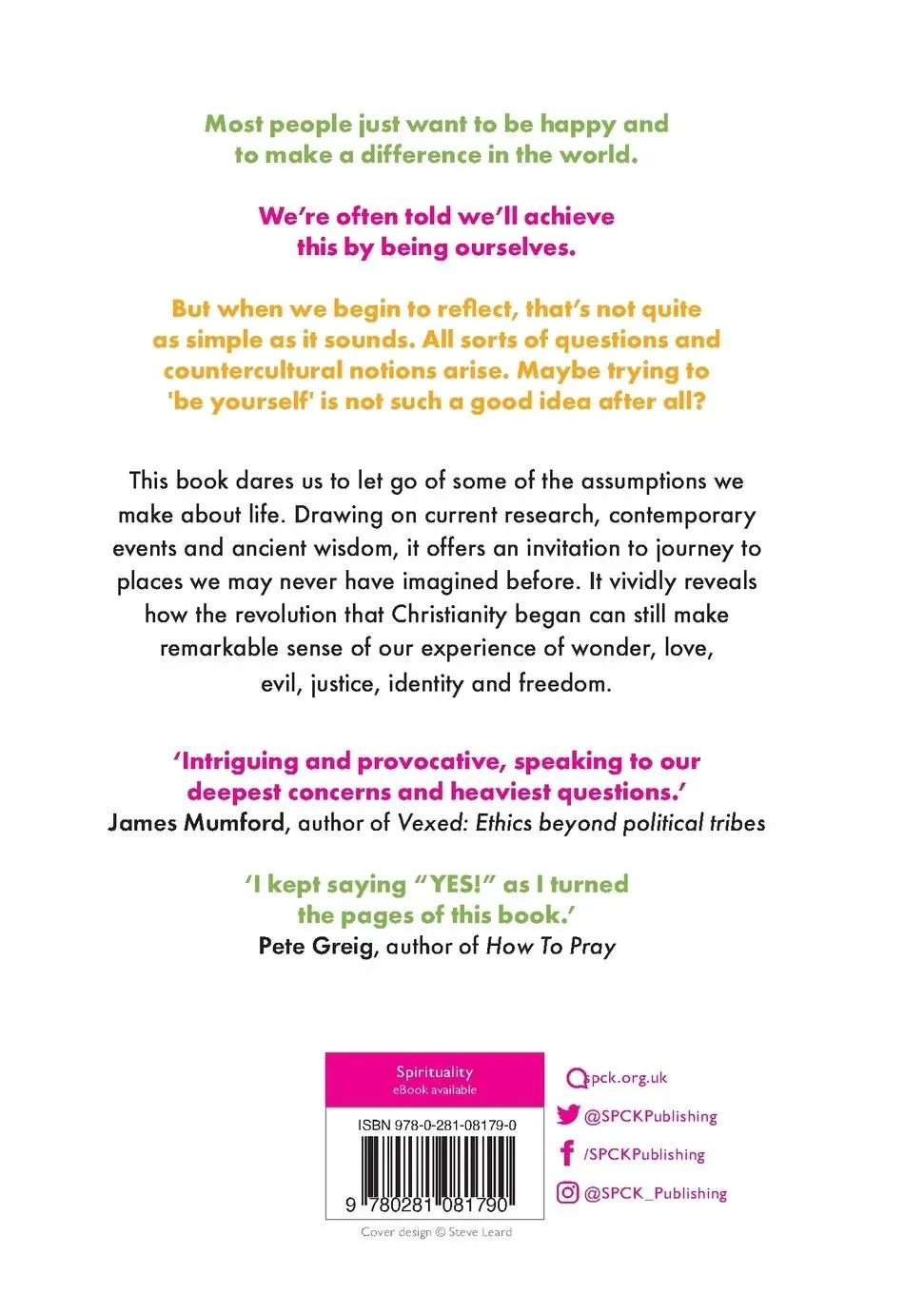 Rückseite: 9780281081790 | Why Being Yourself Is a Bad Idea | And Other Countercultural Notions