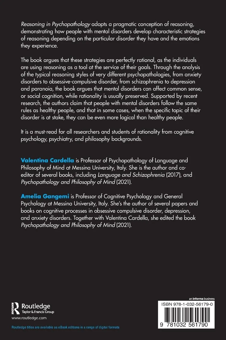 Rückseite: 9781032561790 | Reasoning in Psychopathology | Amelia Gangemi (u. a.) | Taschenbuch