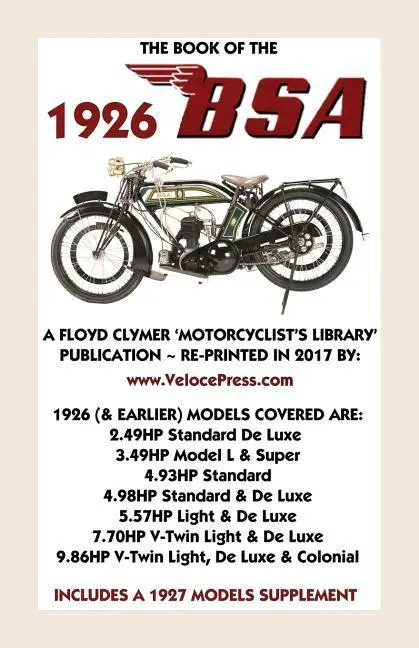 Cover: 9781588501790 | Book of the BSA Up to 1926 - Includes a 1927 Models Supplement | Buch