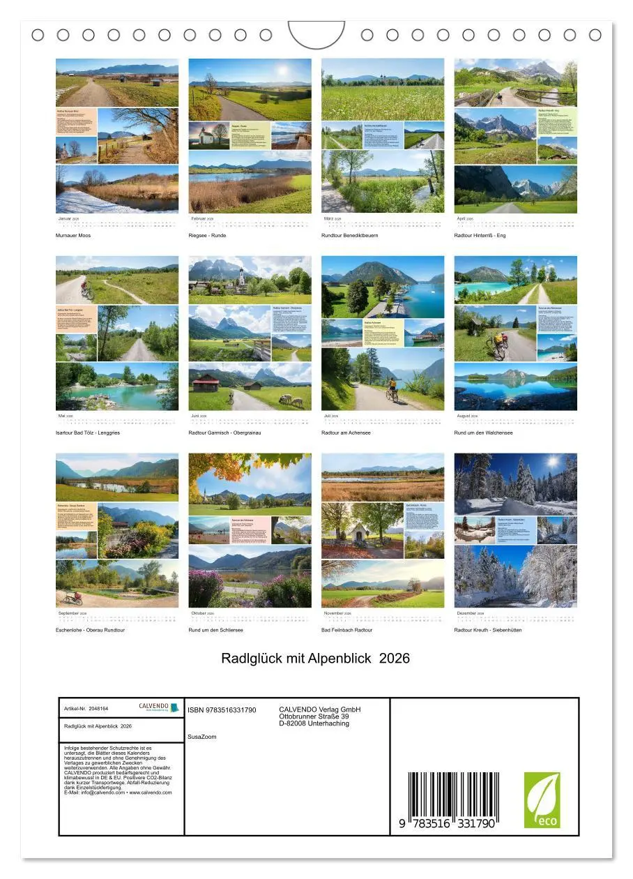 Bild: 9783516331790 | Radlglück mit Alpenblick 2026 (Wandkalender 2026 DIN A4 hoch),...