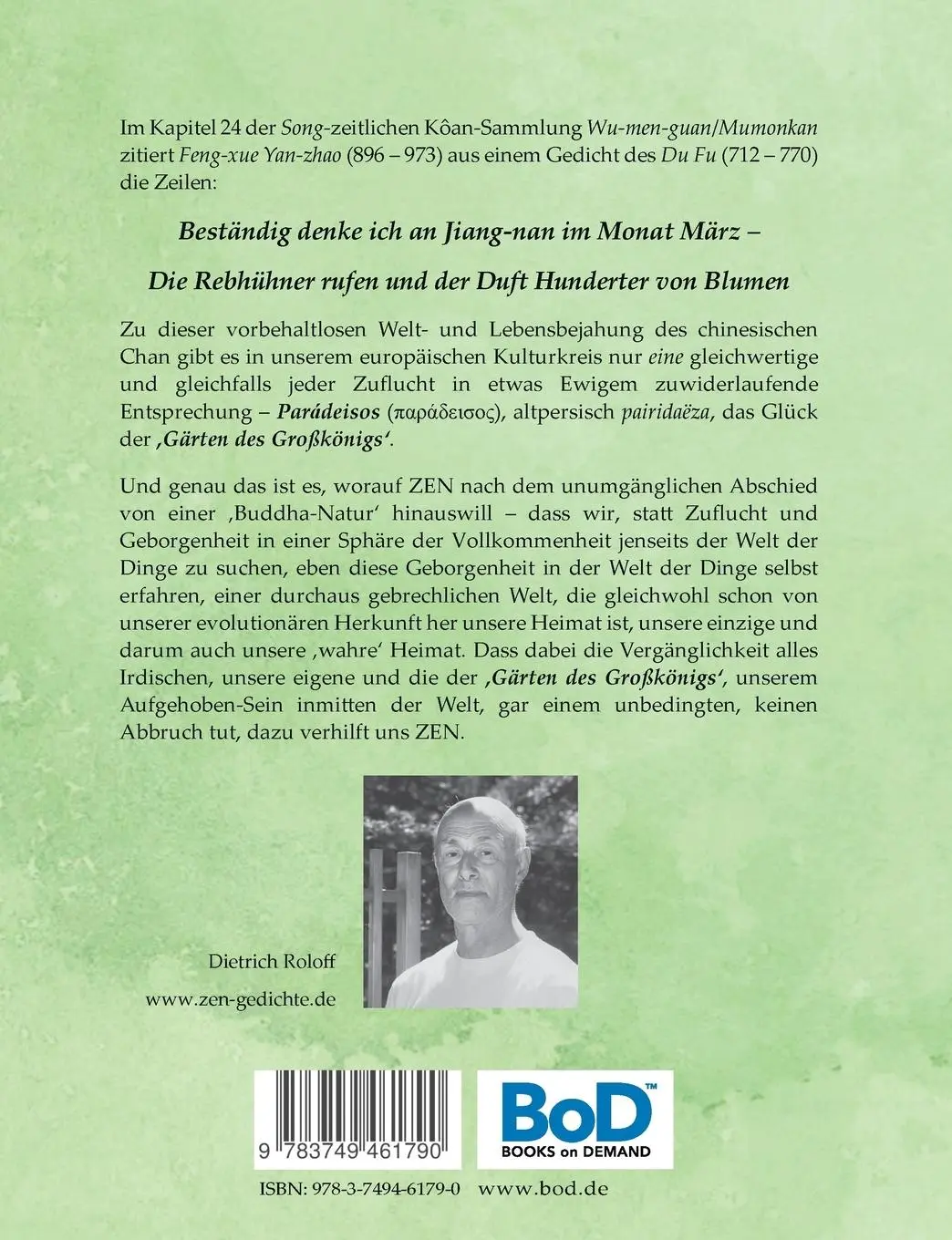 Rückseite: 9783749461790 | ZEN - "Der Duft Hunderter von Blumen" | Dietrich Roloff | Taschenbuch