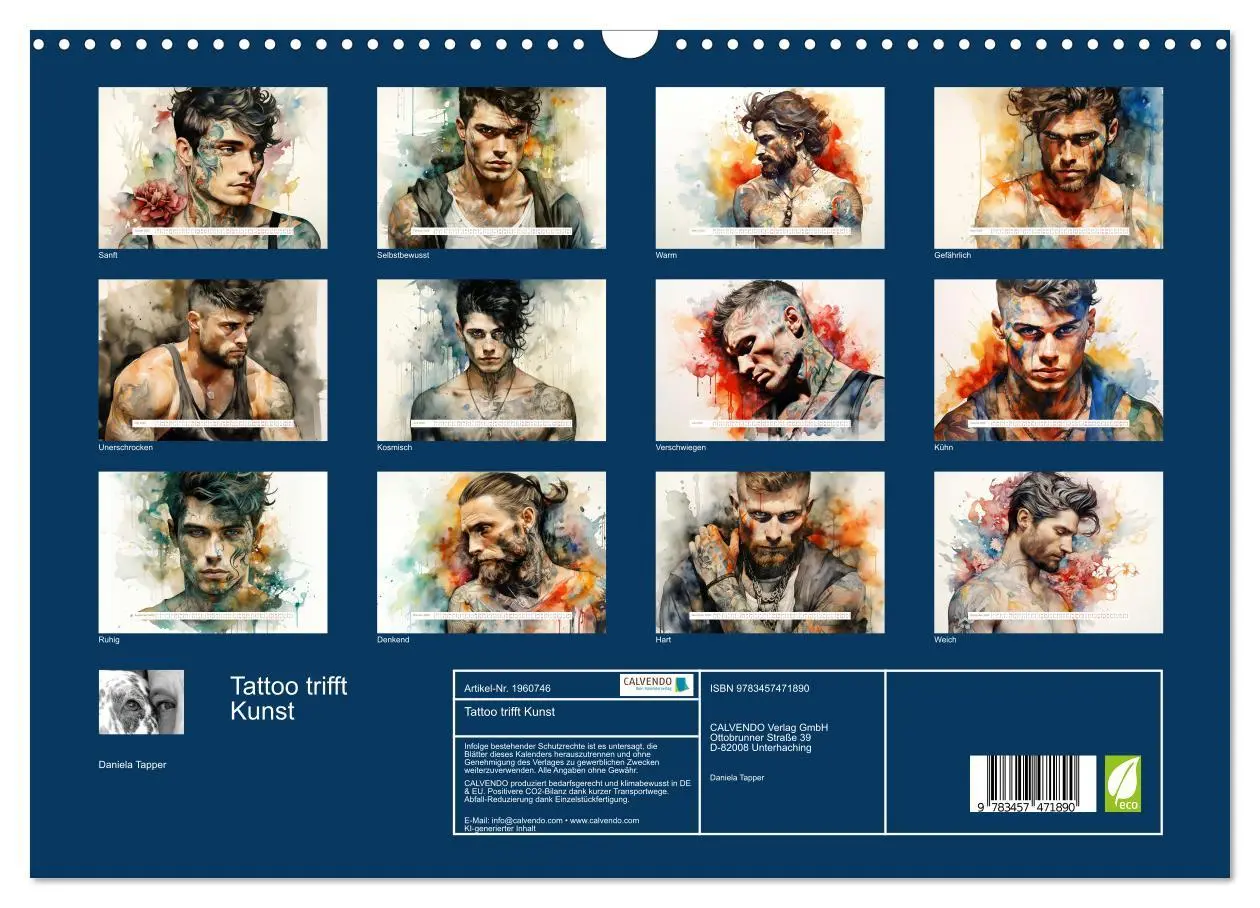 Bild: 9783457471890 | Tattoo trifft Kunst (Wandkalender 2026 DIN A3 quer), CALVENDO...