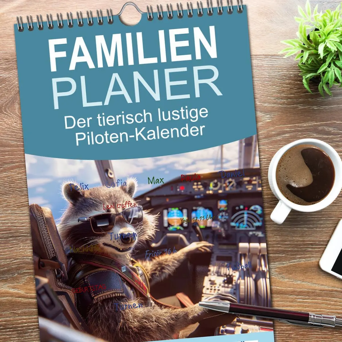 Bild: 9783516491890 | Familienplaner 2026 - Der tierisch lustige Piloten-Kalender mit 5...