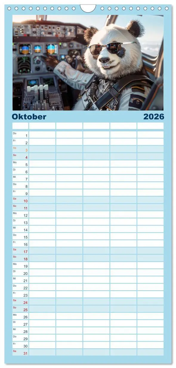 Bild: 9783516491890 | Familienplaner 2026 - Der tierisch lustige Piloten-Kalender mit 5...