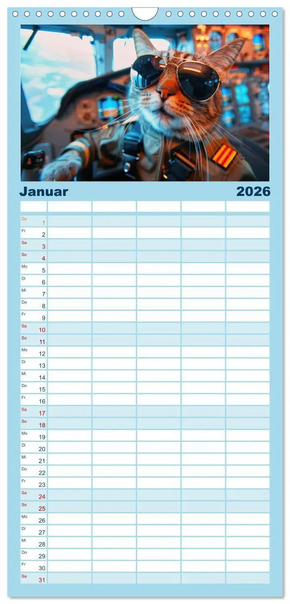 Bild: 9783516491890 | Familienplaner 2026 - Der tierisch lustige Piloten-Kalender mit 5...