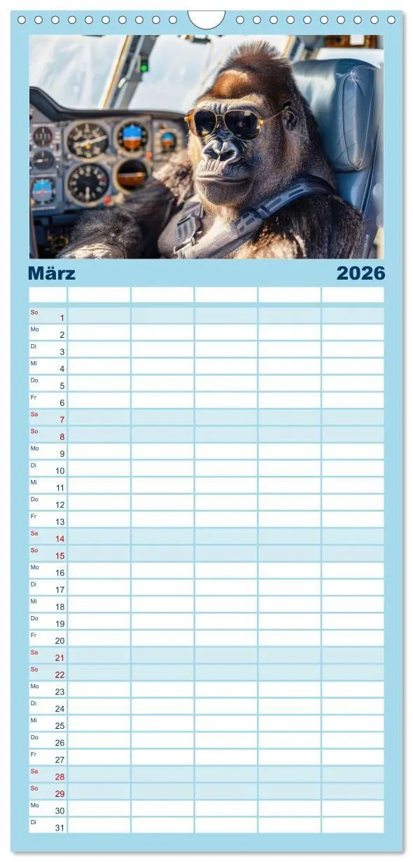 Bild: 9783516491890 | Familienplaner 2026 - Der tierisch lustige Piloten-Kalender mit 5...