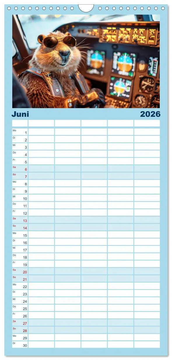 Bild: 9783516491890 | Familienplaner 2026 - Der tierisch lustige Piloten-Kalender mit 5...