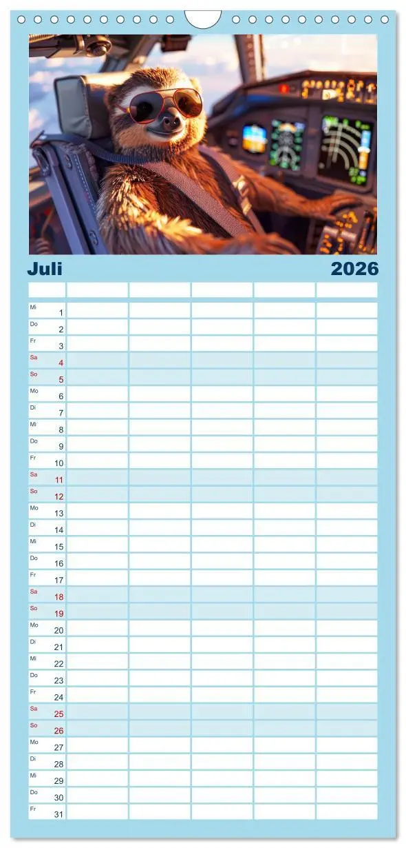 Bild: 9783516491890 | Familienplaner 2026 - Der tierisch lustige Piloten-Kalender mit 5...