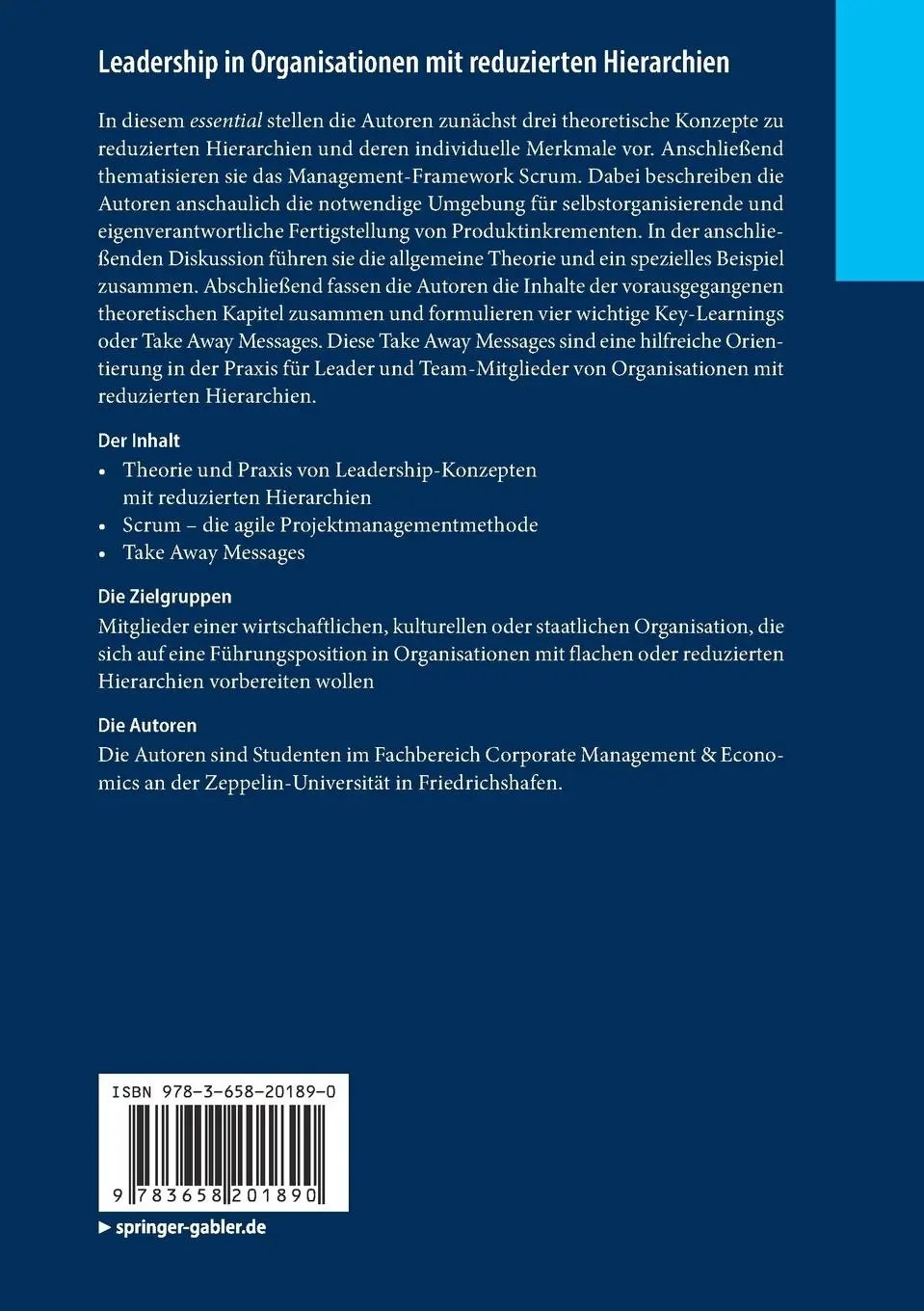 Rückseite: 9783658201890 | Leadership in Organisationen mit reduzierten Hierarchien | Taschenbuch