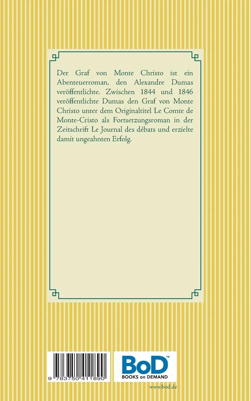 Rückseite: 9783750411890 | Der Graf von Monte Christo | Band 31 | Alexandre Dumas | Taschenbuch