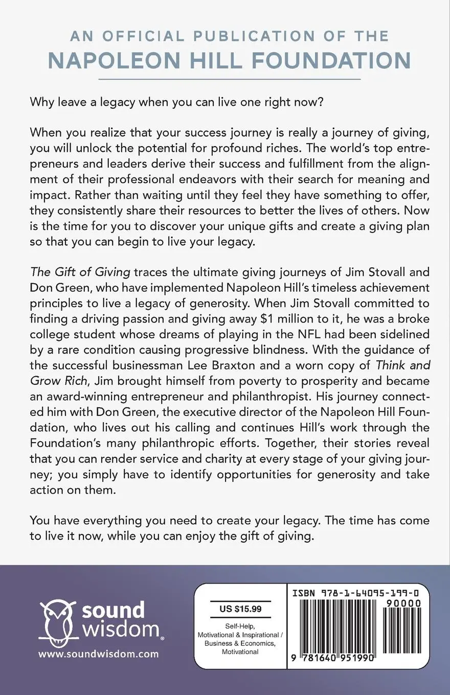 Rückseite: 9781640951990 | Gift of Giving | Living Your Legacy | Jim Stovall | Taschenbuch | 2020
