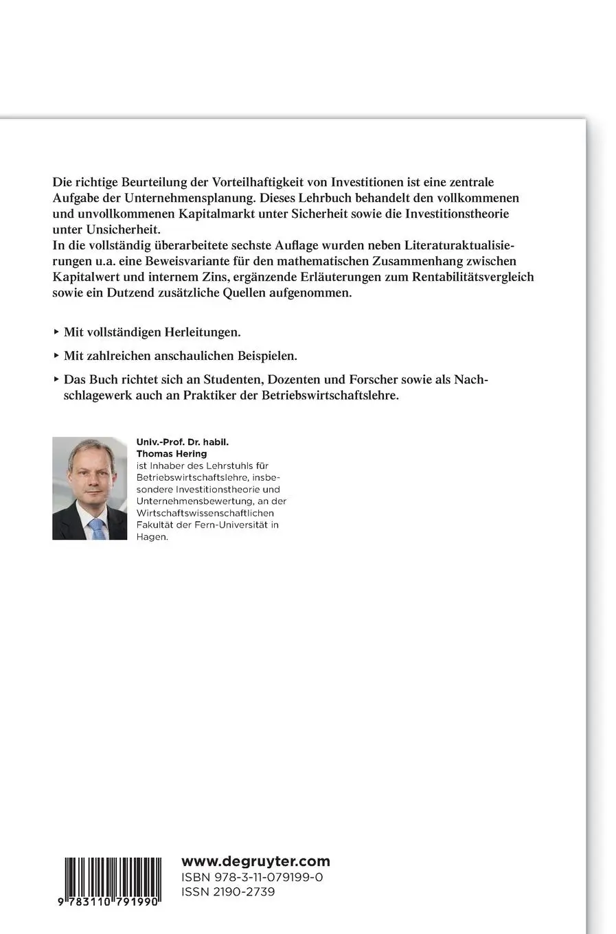 Rückseite: 9783110791990 | Investitionstheorie | Thomas Hering | Buch | XXX | Deutsch | 2022
