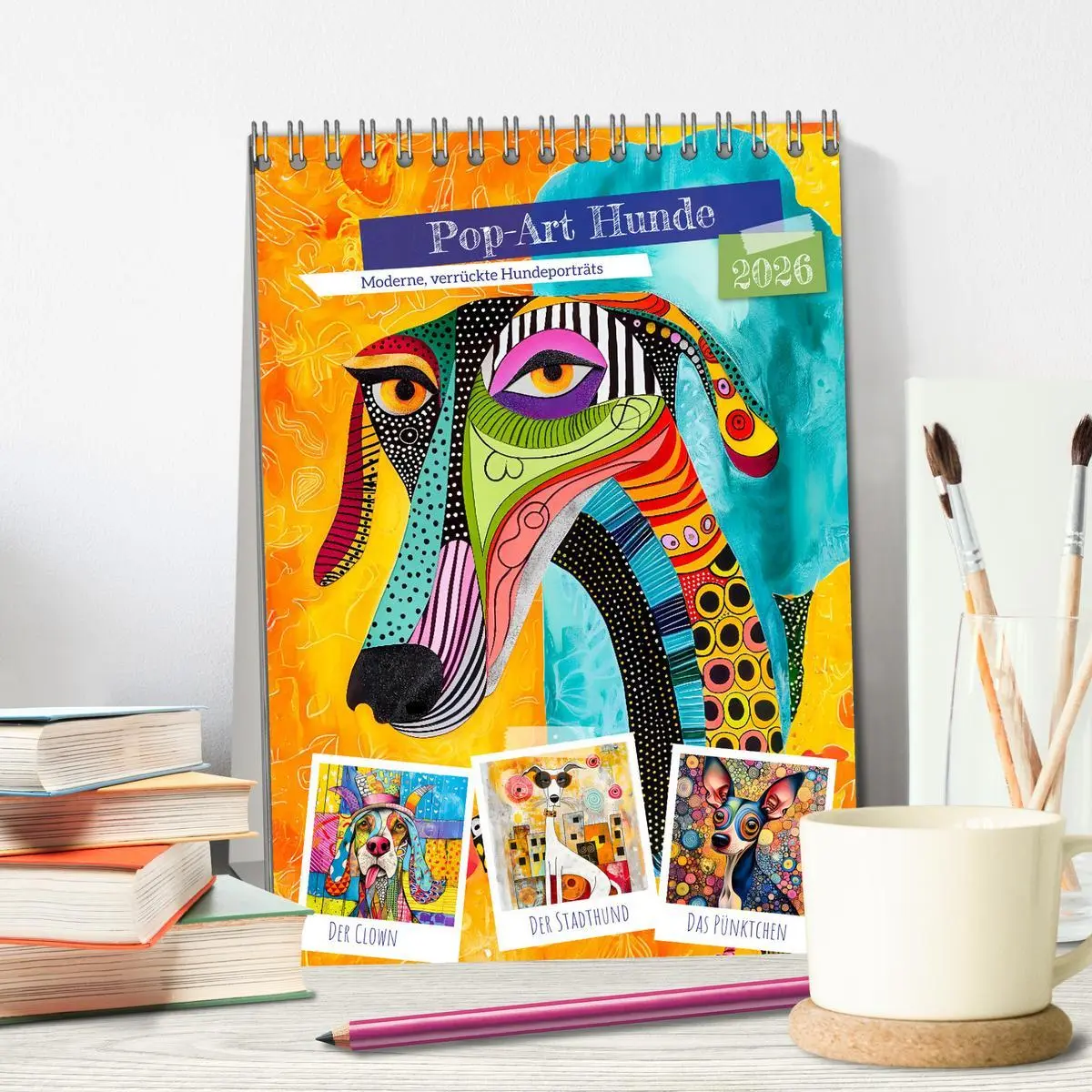 Bild: 9783516241990 | Pop-Art Hunde - Moderne, verrückte Hundeporträts (Tischkalender...