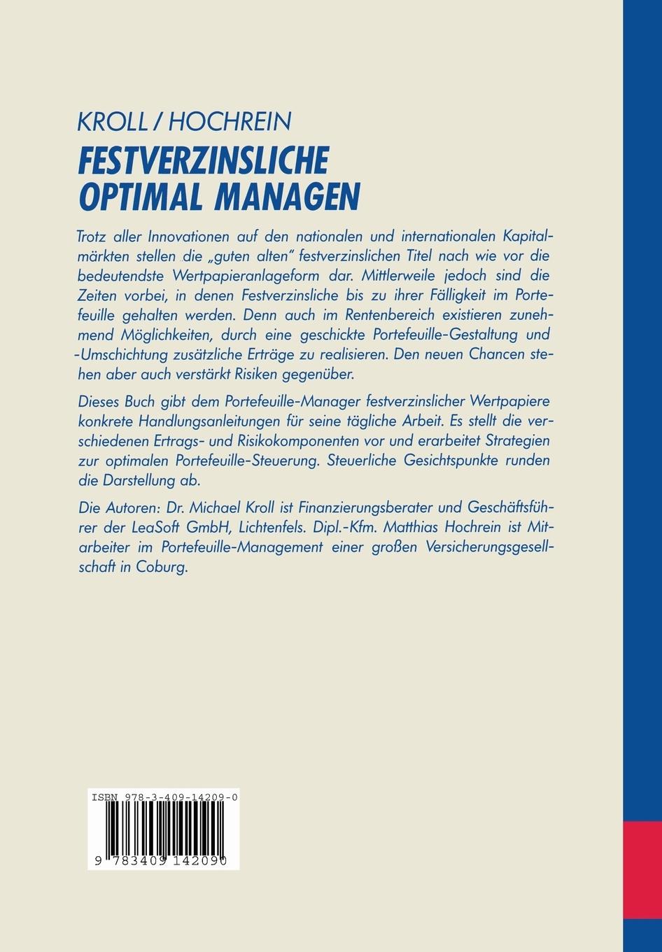 Rückseite: 9783409142090 | Festverzinsliche optimal managen | Rendite · Risiko · Steuern | Buch