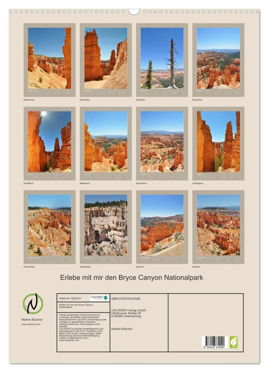 Bild: 9783516372090 | Erlebe mit mir den Bryce Canyon Nationalpark (Wandkalender 2026 DIN...