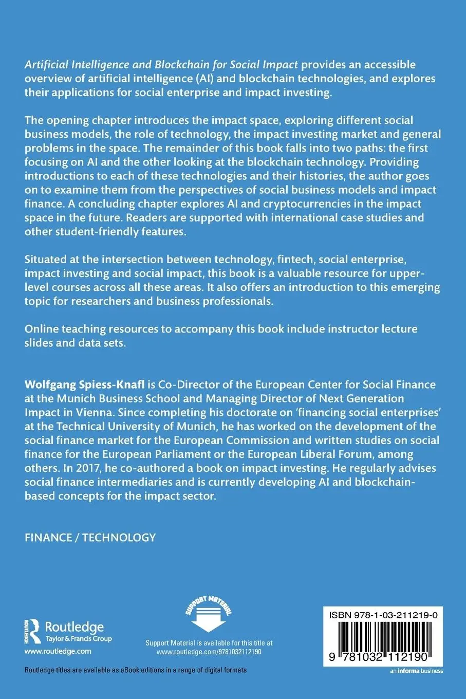 Rückseite: 9781032112190 | Artificial Intelligence and Blockchain for Social Impact | Taschenbuch